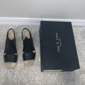 Rag & Bone Black Sayre II Espadrille Wedges New!